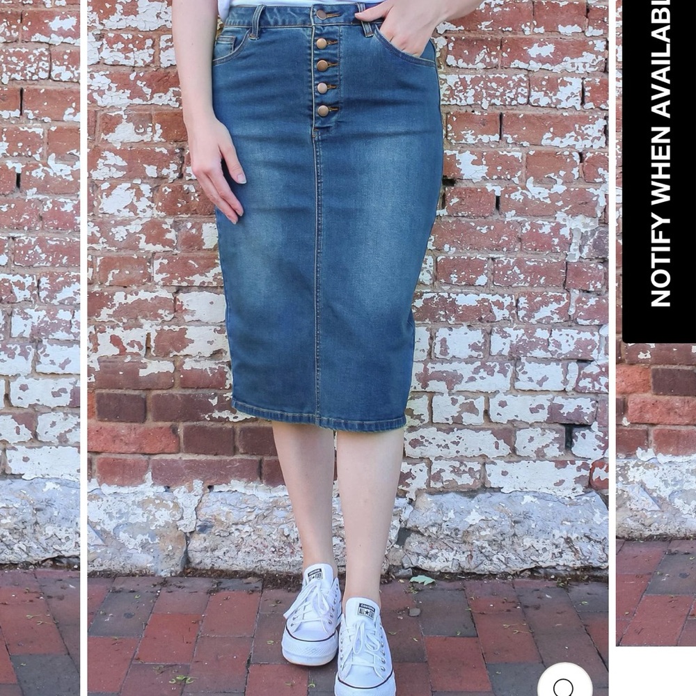 Be-Girl Denim Jean Midi Modest Skirt S